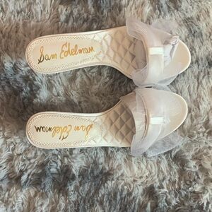 Sam Edelman White Tulle Slide Sandals